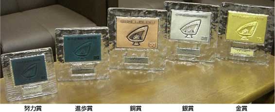 画像:表彰楯 努力賞 進歩賞 銅賞 銀賞 金賞