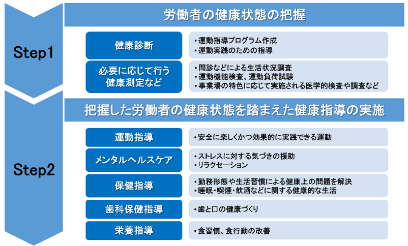 健康保持増進措置における「健康指導」の例