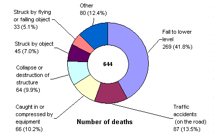 Types of Accidents in the Construction Industry (2001)Number of deaths