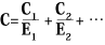 C=C1/E1+C2/E2+...